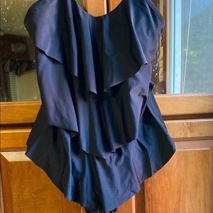 Black Size 12 Tiered Tropiculture One Piece Swimsuit